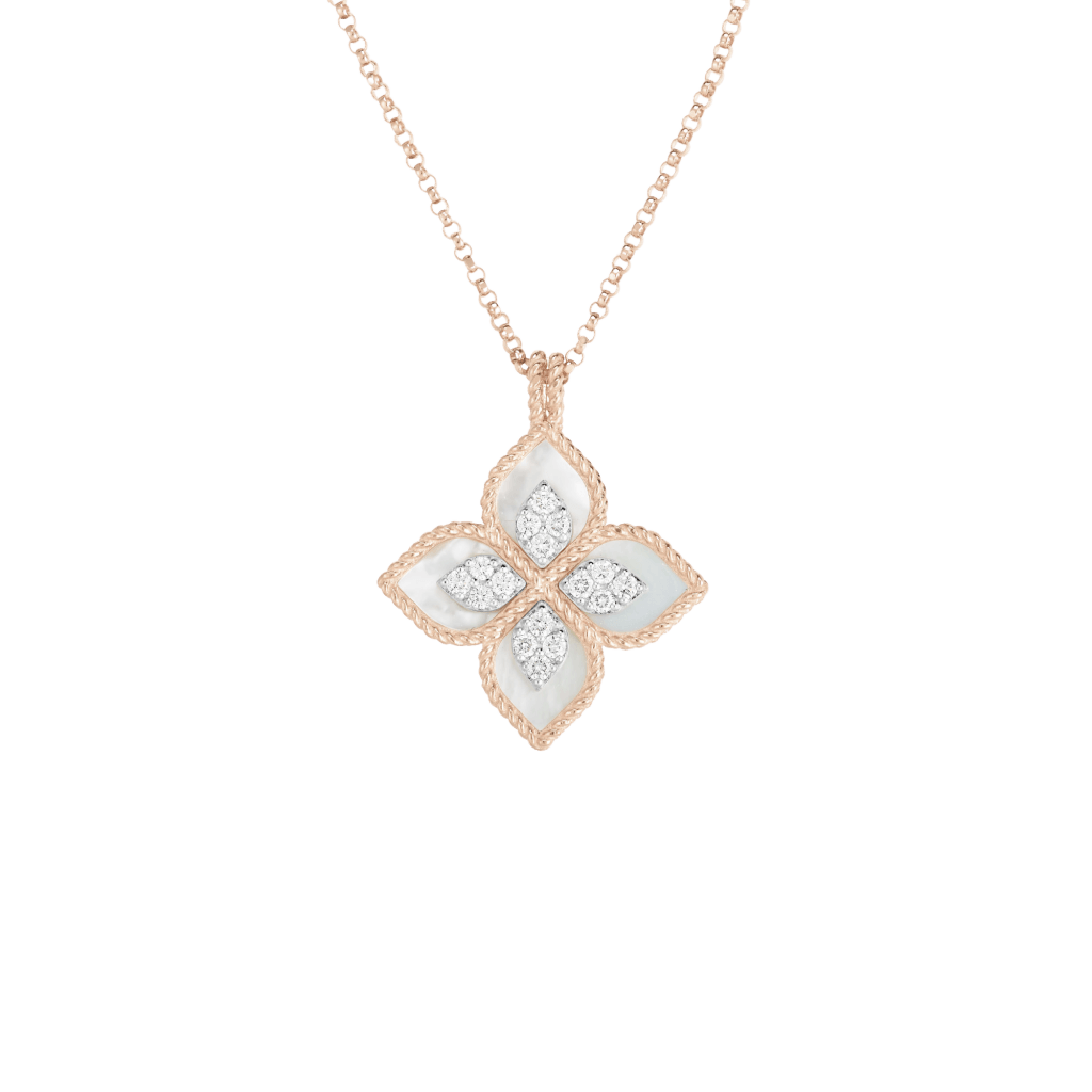 Roberto Coin Princess Flower collier roodgoud met diamant - ADV888CL1837_02 - #1 Roberto Coin Princess Flower collier roodgoud met diamant - ADV888CL1837_02 - #1