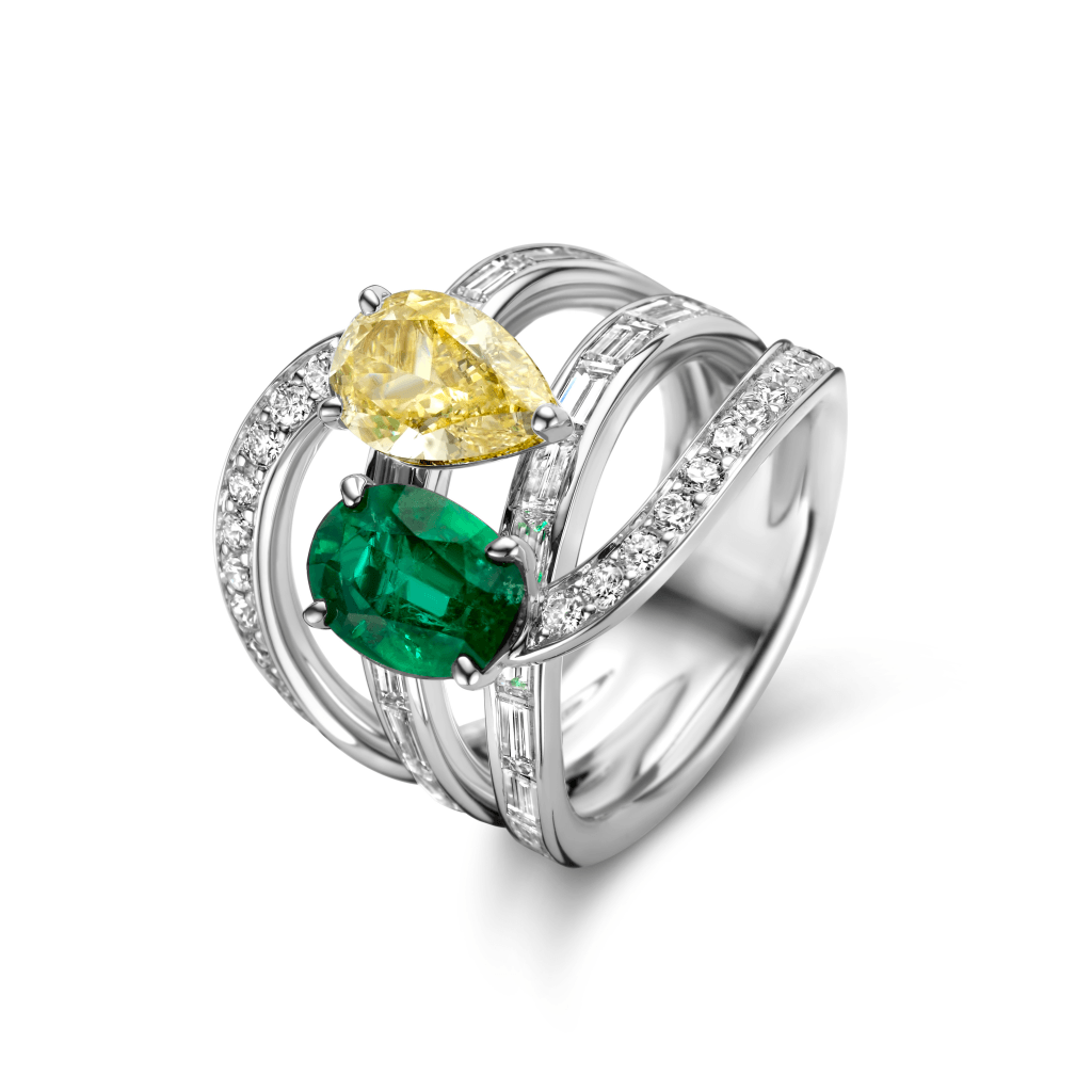 Schaap en Citroen Colours ring witgoud met diamant - #1 Schaap en Citroen Colours ring witgoud met diamant - #1