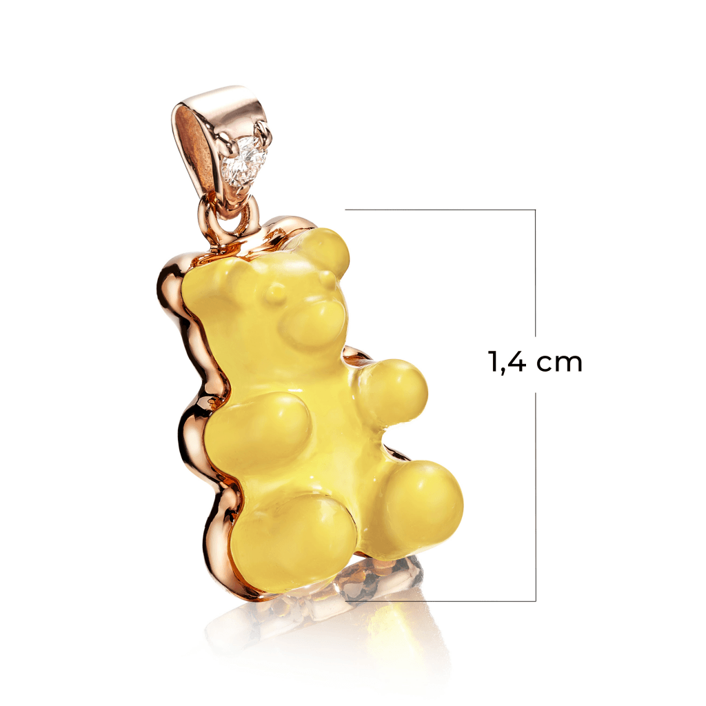 Gemmy Bear Colours hanger roodgoud met diamant - Gb geel opaal - #2 Gemmy Bear Colours hanger roodgoud met diamant - Gb geel opaal - #2