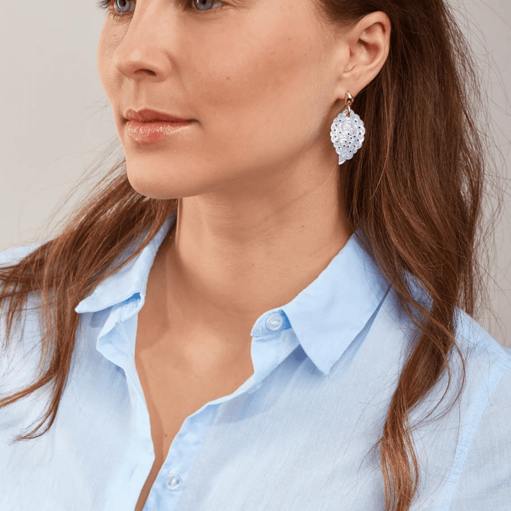 Tamara Comolli India Leaf oorsieraad roodgoud met parelmoer - E-IND-MPw-rg - #2 Tamara Comolli India Leaf oorsieraad roodgoud met parelmoer - E-IND-MPw-rg - #2