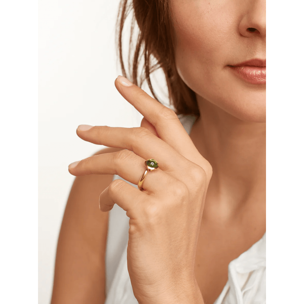 Tamara Comolli Bouton ring geelgoud met peridoot - R-BOU-s-Per-yg - #8 Tamara Comolli Bouton ring geelgoud met peridoot - R-BOU-s-Per-yg - #8