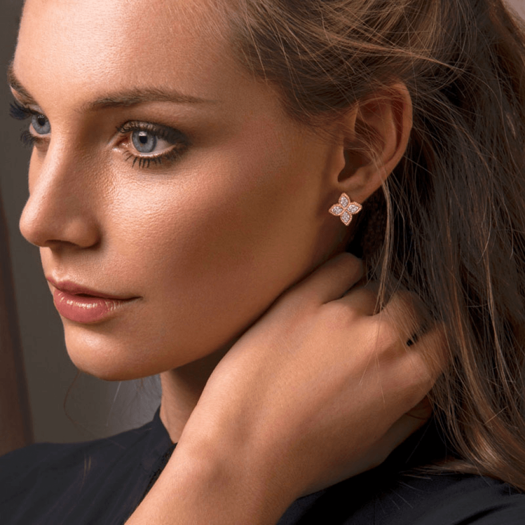 Roberto Coin Princess Flower oorsieraad roodgoud met diamant - ADR777EA0639 - #3 Roberto Coin Princess Flower oorsieraad roodgoud met diamant - ADR777EA0639 - #3