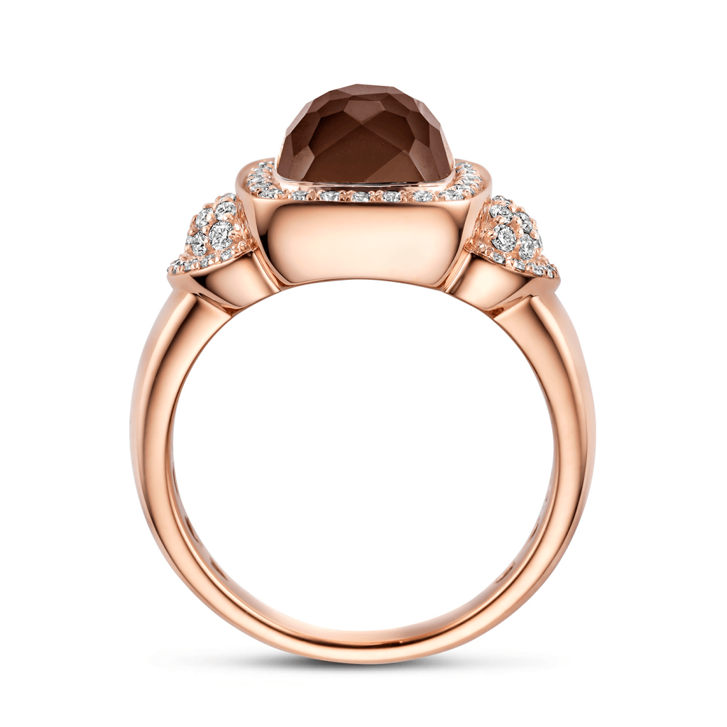 Tirisi Jewelry Milano Tre ring roodgoud met kwarts - TR9819SQP - #3 Tirisi Jewelry Milano Tre ring roodgoud met kwarts - TR9819SQP - #3