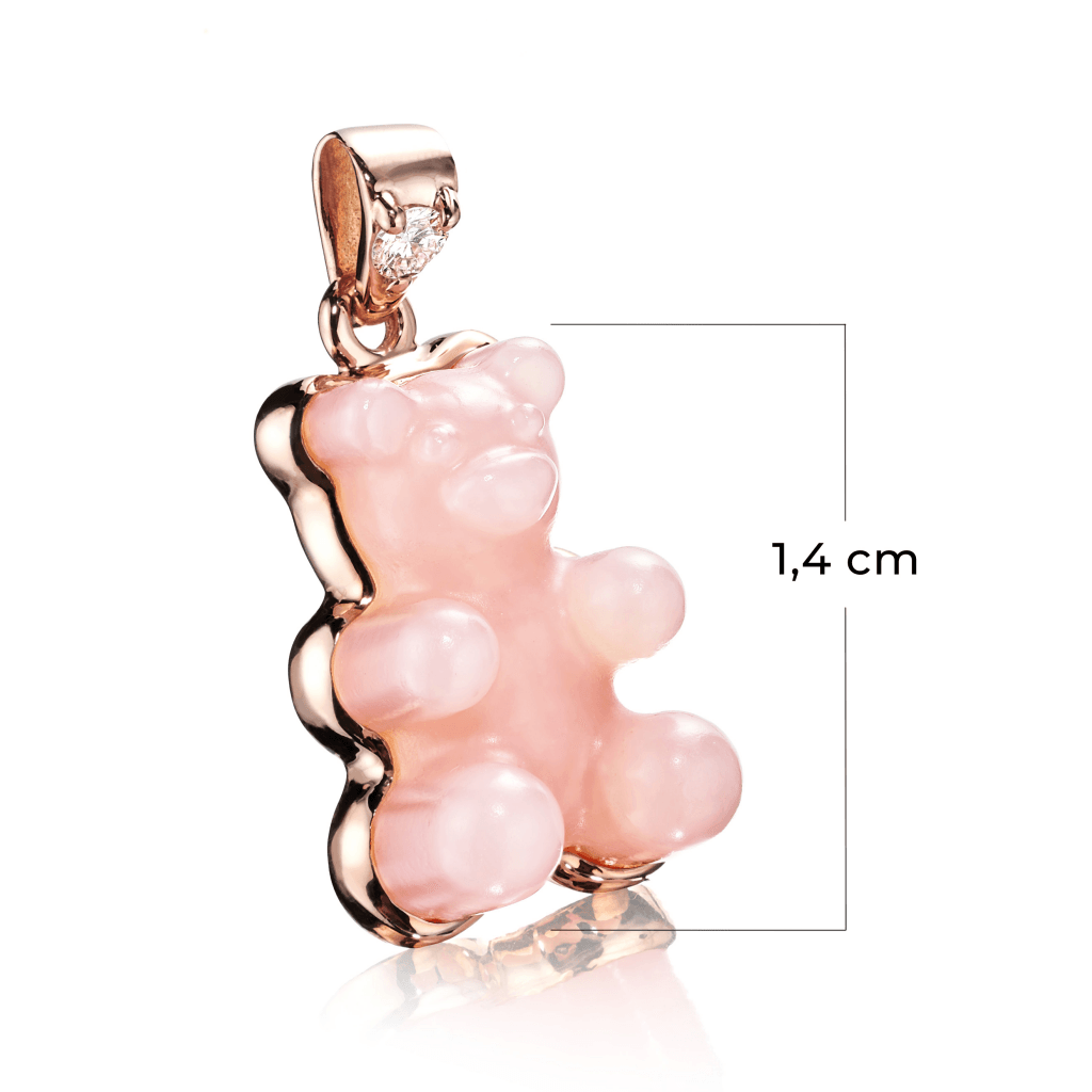 Gemmy Bear Colours hanger roodgoud met diamant - Gb roze opaal - #2 Gemmy Bear Colours hanger roodgoud met diamant - Gb roze opaal - #2