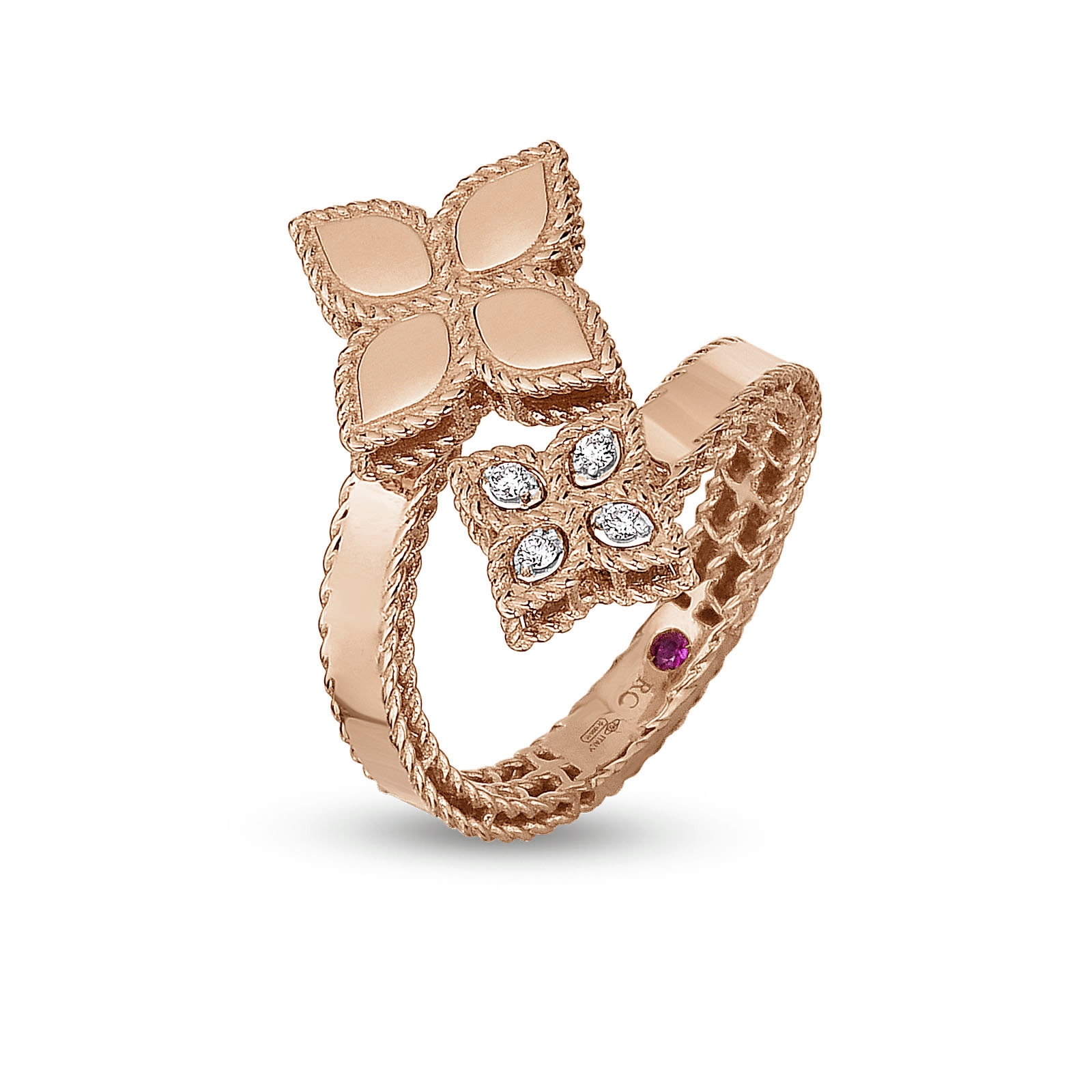Roberto Coin Princess Flower ring roodgoud met diamant - ADR777RI0644 - #1 Roberto Coin Princess Flower ring roodgoud met diamant - ADR777RI0644 - #1