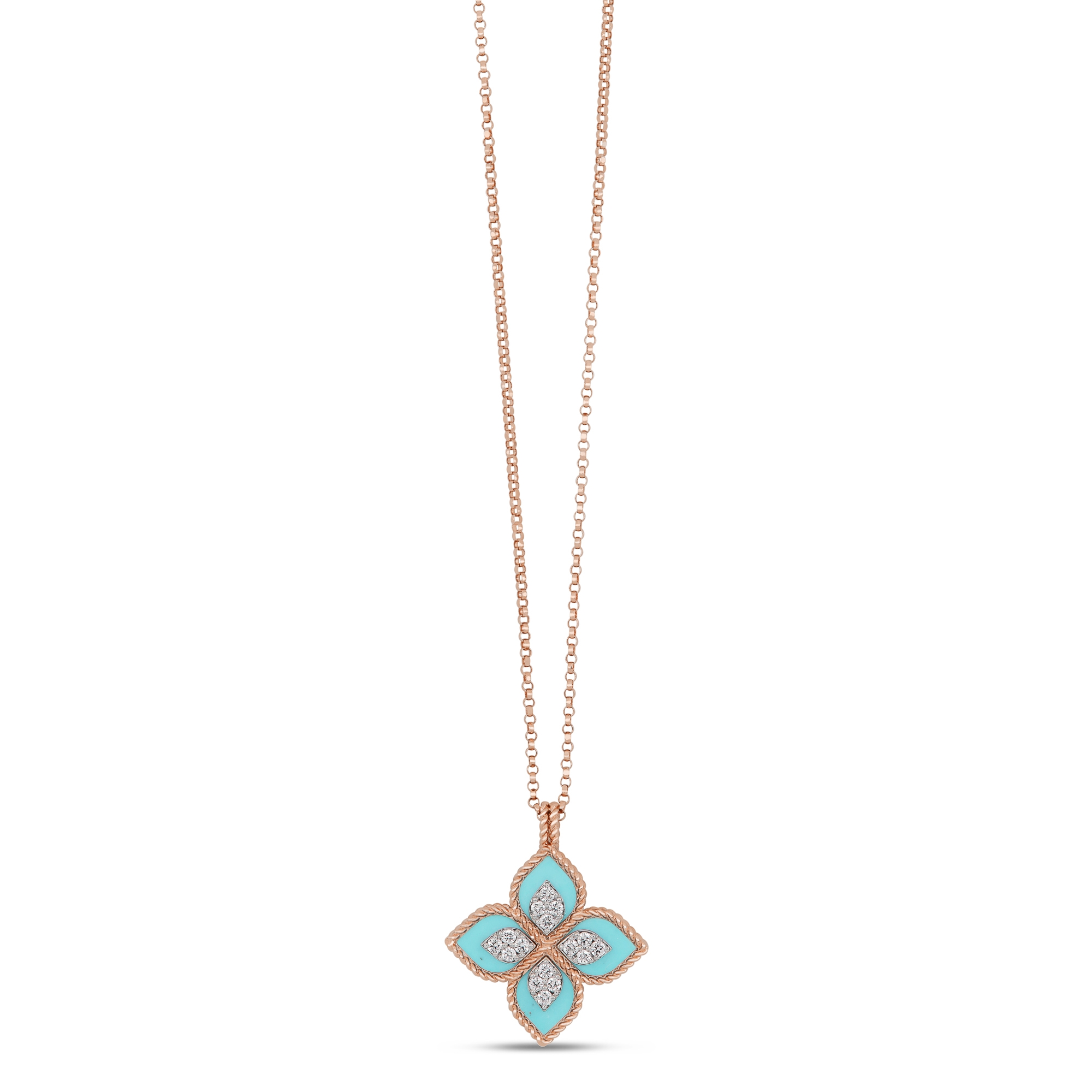 Roberto Coin Princess Flower collier roodgoud met diamant - ADV888CL1837_03 - #1 Roberto Coin Princess Flower collier roodgoud met diamant - ADV888CL1837_03 - #1