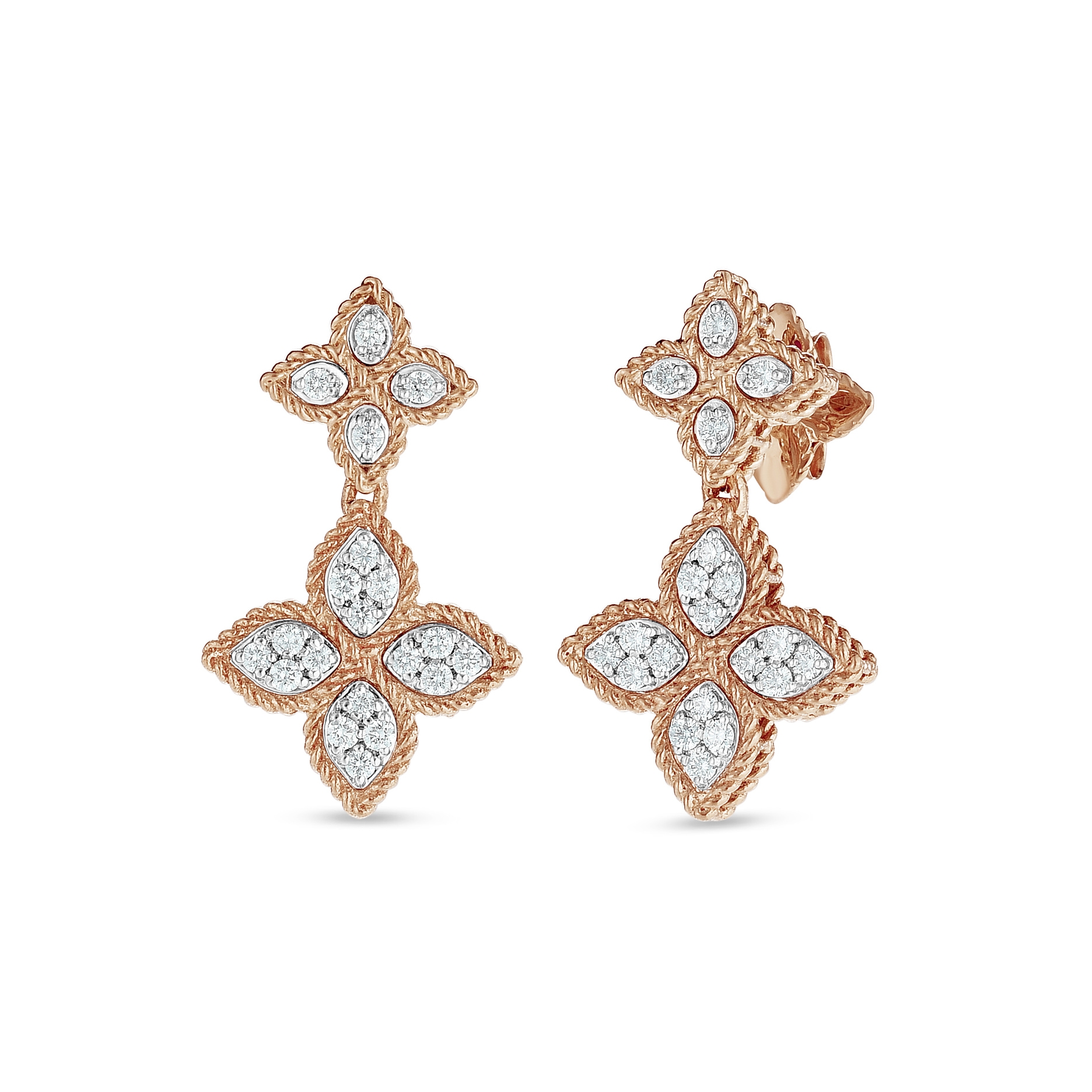 Roberto Coin Princess Flower oorsieraad roodgoud met diamant - ADR777EA1004 - #1 Roberto Coin Princess Flower oorsieraad roodgoud met diamant - ADR777EA1004 - #1