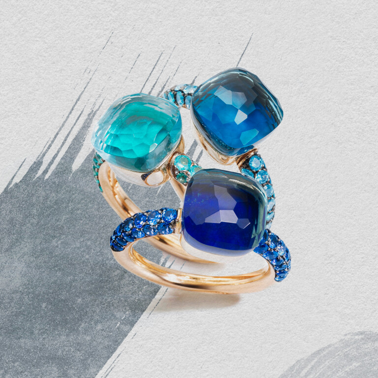 Pomellato Nudo Deep Blue ring rosé/wit goud - PAB9040 O6000 TTBTL - #8 Pomellato Nudo Deep Blue ring rosé/wit goud - PAB9040 O6000 TTBTL - #8