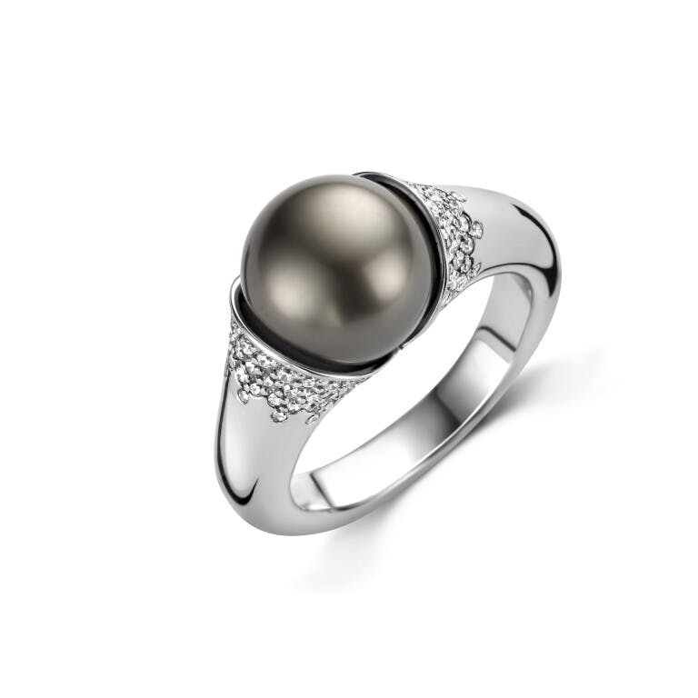 witgoud parel_ring met diamant Schaap en Citroen Pearls