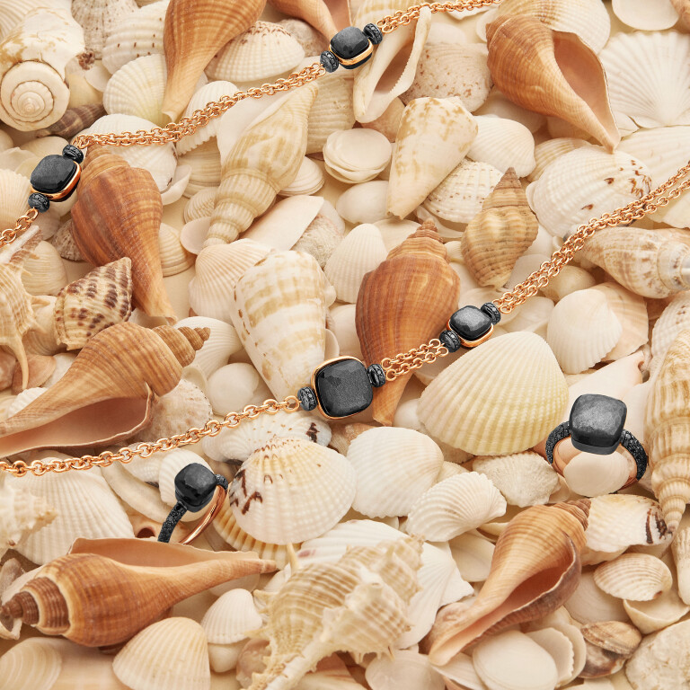 Pomellato Nudo Petit ring titanium/goud met diamant - PAB7040 OT000 DBKOS - #5 Pomellato Nudo Petit ring titanium/goud met diamant - PAB7040 OT000 DBKOS - #5