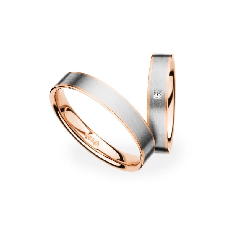 rosé/wit goud trouwring herenring Love Collection - undefined - #2