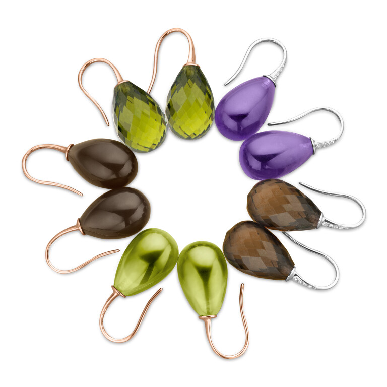 roodgoud oorhangers met Kwarts Schaap en Citroen Colours - #3 roodgoud oorhangers met Kwarts Schaap en Citroen Colours - #3