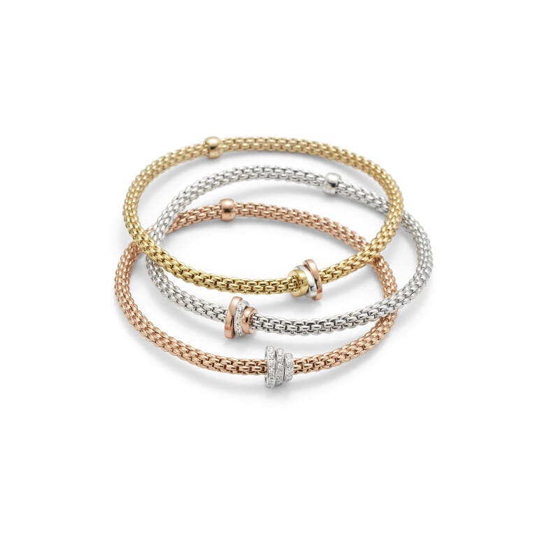 Fope Prima flexibele armband rosé/wit goud met diamant - undefined - #2