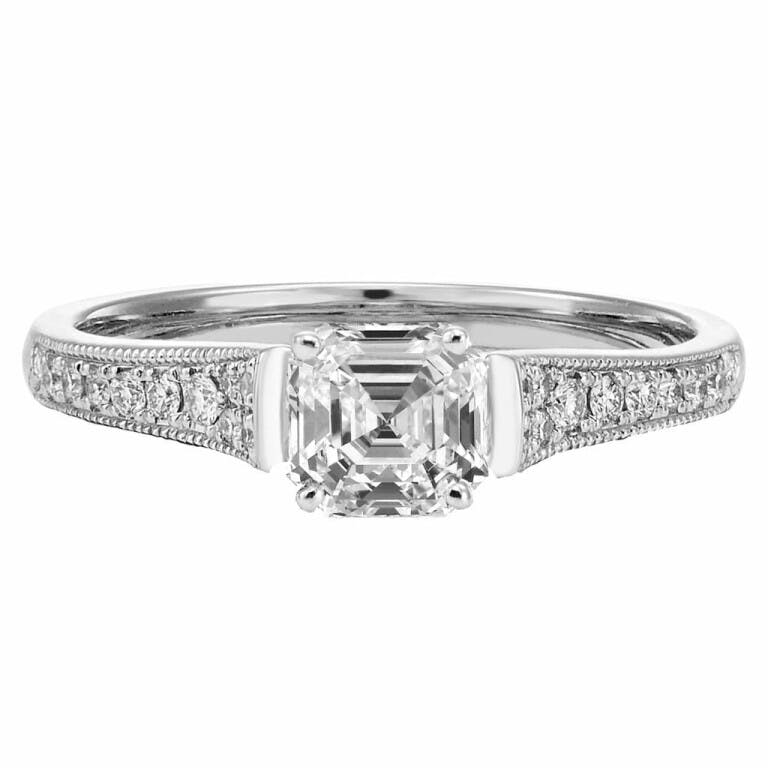 Royal Asscher 74 Collection solitair pave ring witgoud met diamant - R.74.3374.RAC.18WG.1  HRD - #2
