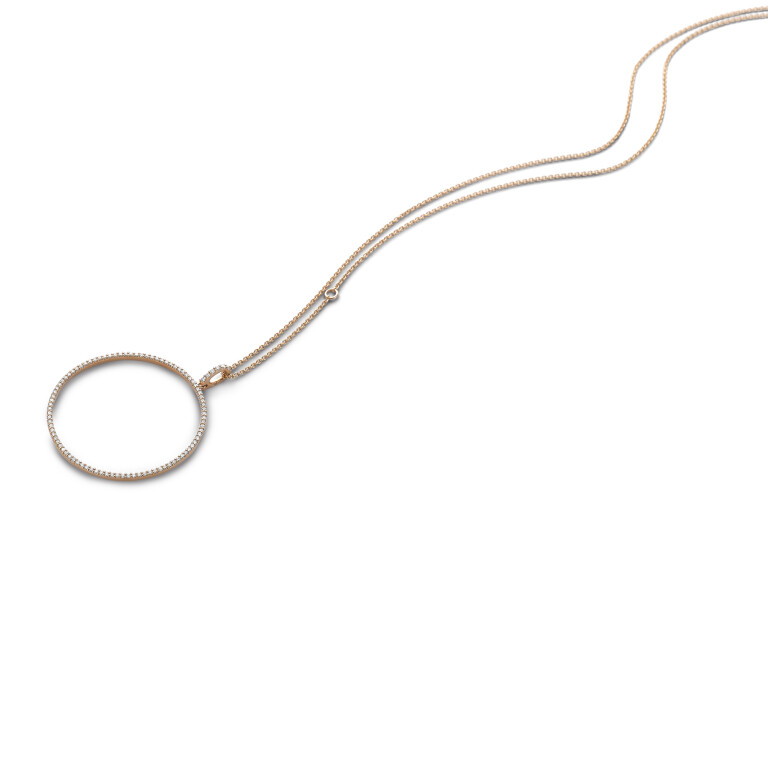 roodgoud collier met hanger entourage met diamant Schaap en Citroen Diamonds - #4 roodgoud collier met hanger entourage met diamant Schaap en Citroen Diamonds - #4