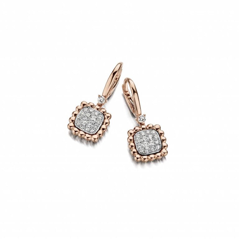 Tirisi Jewelry Amsterdam oorhangers rosé/wit goud met diamant - TE7068D(2P)