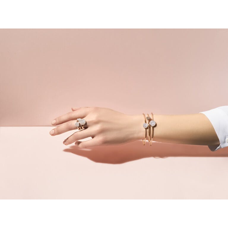 Bigli Mini Waves spang armband rosé/wit goud met diamant - undefined - #2