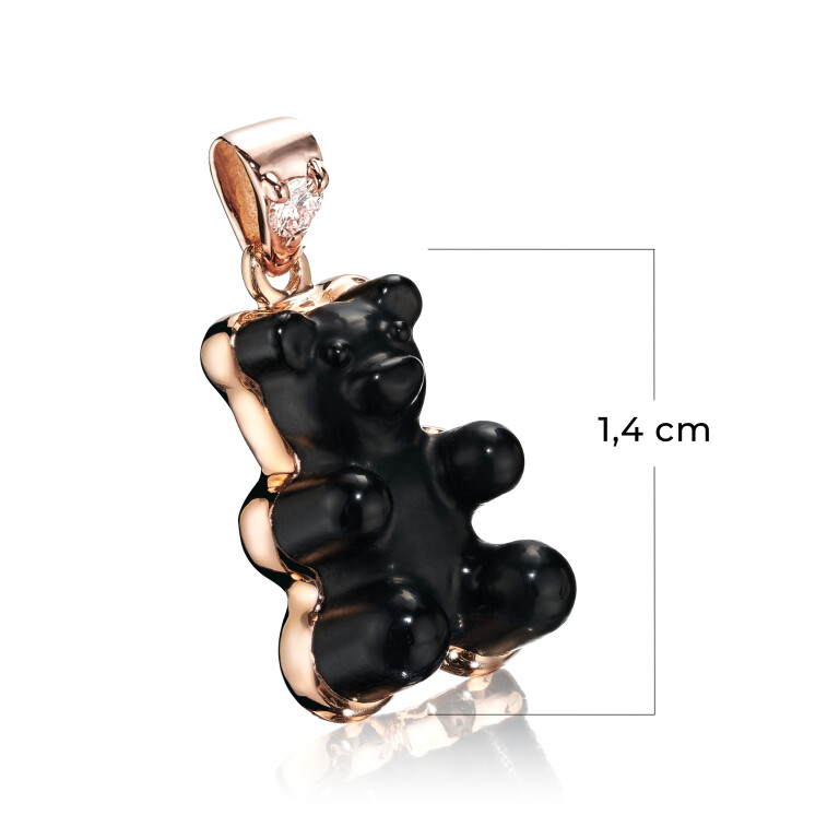 Gemmy Bear Colours hanger roodgoud met diamant - Gb onyx - #2 Gemmy Bear Colours hanger roodgoud met diamant - Gb onyx - #2