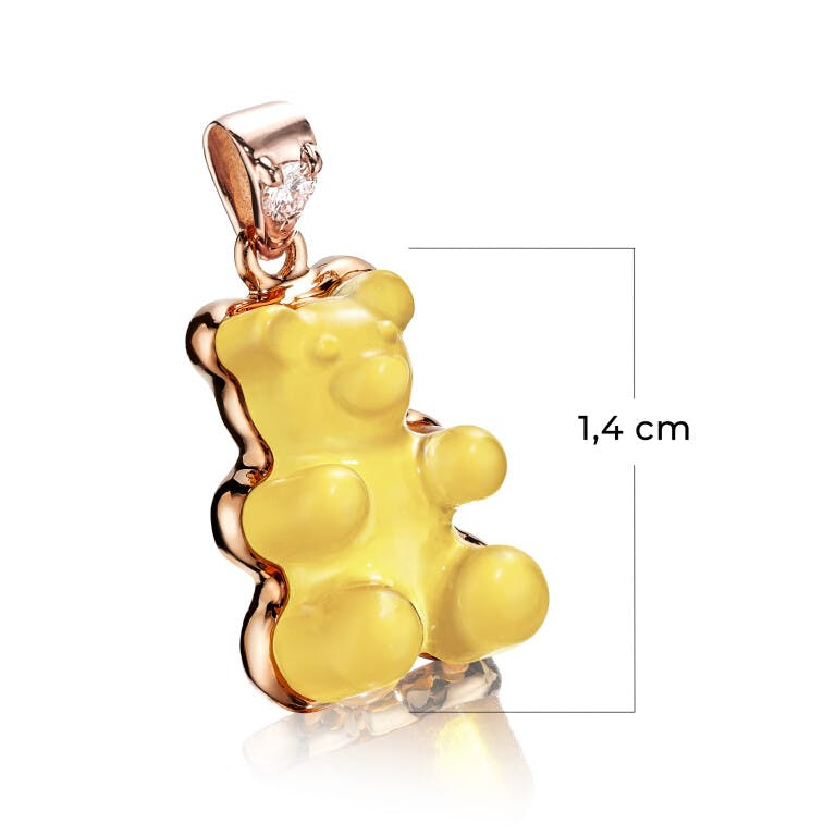 Gemmy Bear geel opaal hanger roodgoud met diamant - Gb geel opaal - #2