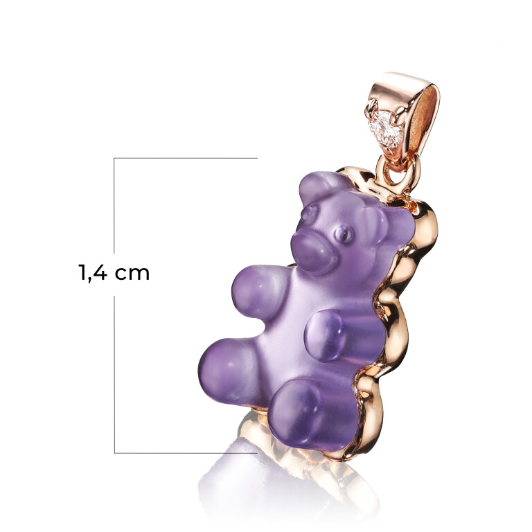 Gemmy Bear Colours hanger roodgoud met diamant - Gb amethist - #2 Gemmy Bear Colours hanger roodgoud met diamant - Gb amethist - #2