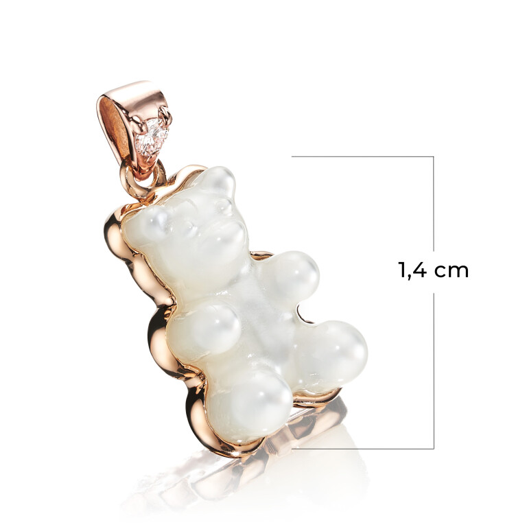 Gemmy Bear Colours hanger roodgoud met diamant - Gb MOP - #2 Gemmy Bear Colours hanger roodgoud met diamant - Gb MOP - #2