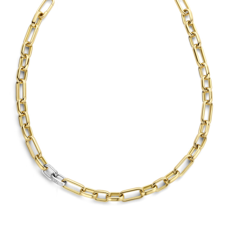 geel/wit goud schakel collier met diamant SC Highlights Diamonds - #3 geel/wit goud schakel collier met diamant SC Highlights Diamonds - #3