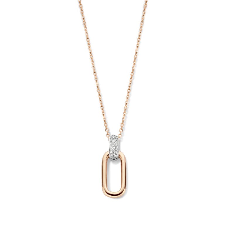 rosé/wit goud collier met hanger met diamant Schaap en Citroen Diamonds - #1