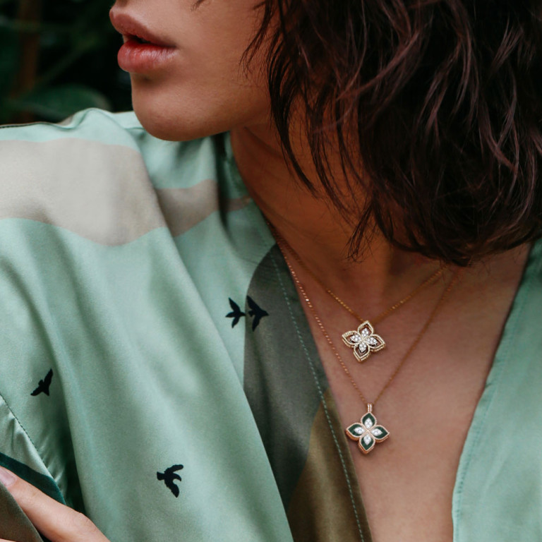 Roberto Coin Princess Flower Colliers rosé/wit goud met diamant - ADV888CL1837_01 - #4 Roberto Coin Princess Flower Colliers rosé/wit goud met diamant - ADV888CL1837_01 - #4