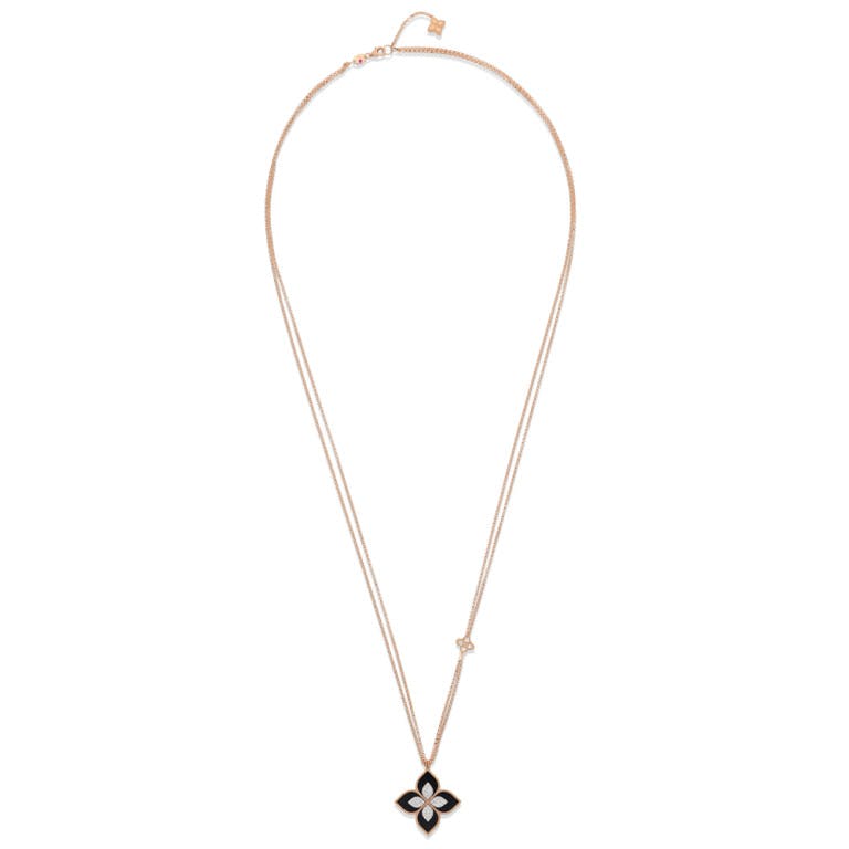 Roberto Coin Princess Flower collier met hanger rosé/wit goud met diamant - undefined - #1