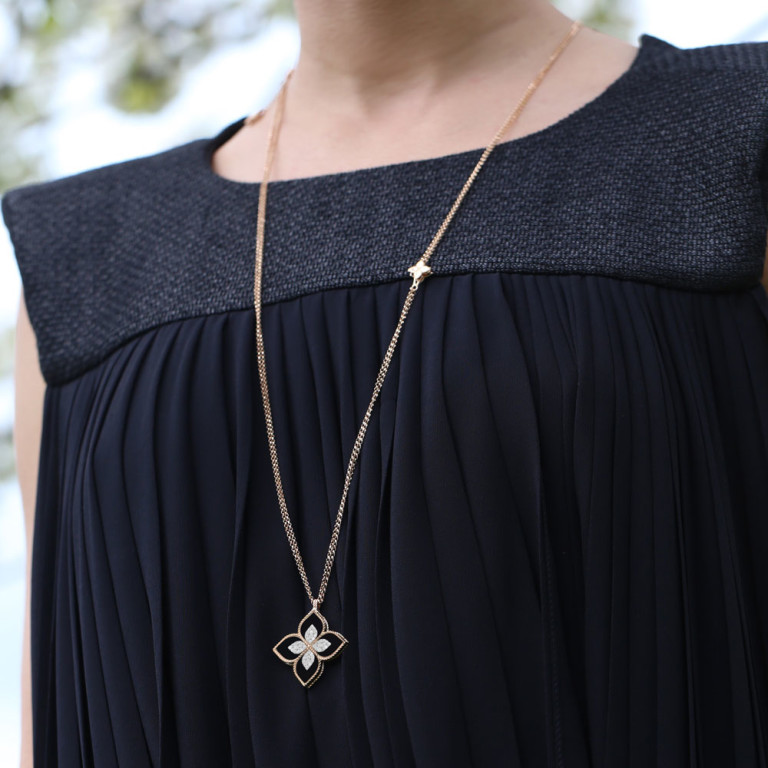 Roberto Coin Princess Flower collier met hanger rosé/wit goud met diamant - ADV888CL1838_85 - #4 Roberto Coin Princess Flower collier met hanger rosé/wit goud met diamant - ADV888CL1838_85 - #4