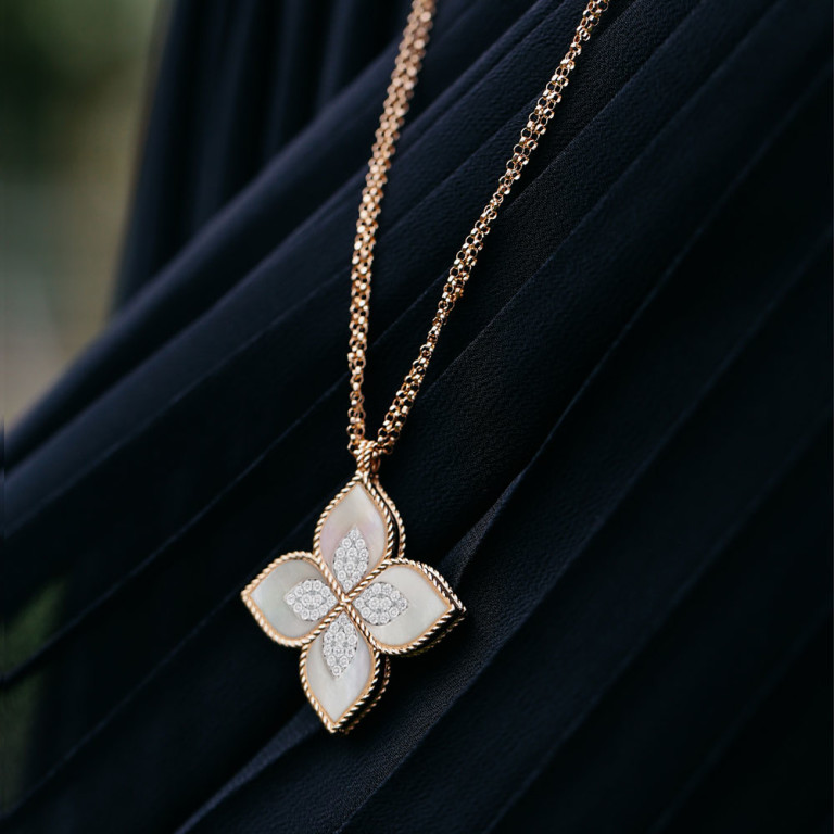 Roberto Coin Princess Flower collier met hanger rosé/wit goud met diamant - ADV888CL1838_852 - #3 Roberto Coin Princess Flower collier met hanger rosé/wit goud met diamant - ADV888CL1838_852 - #3