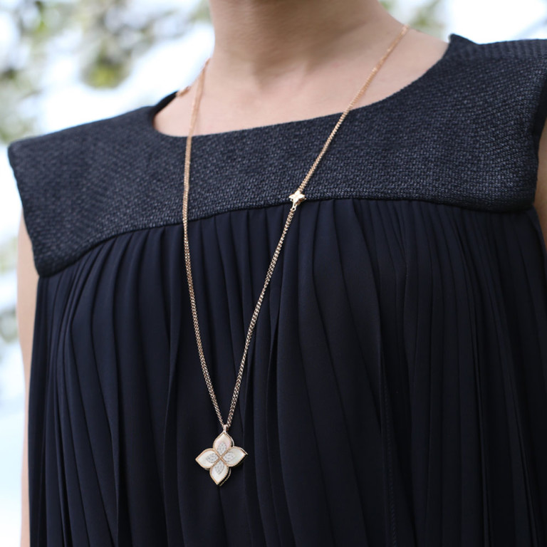 Roberto Coin Princess Flower collier met hanger rosé/wit goud met diamant - ADV888CL1838_852 - #4 Roberto Coin Princess Flower collier met hanger rosé/wit goud met diamant - ADV888CL1838_852 - #4