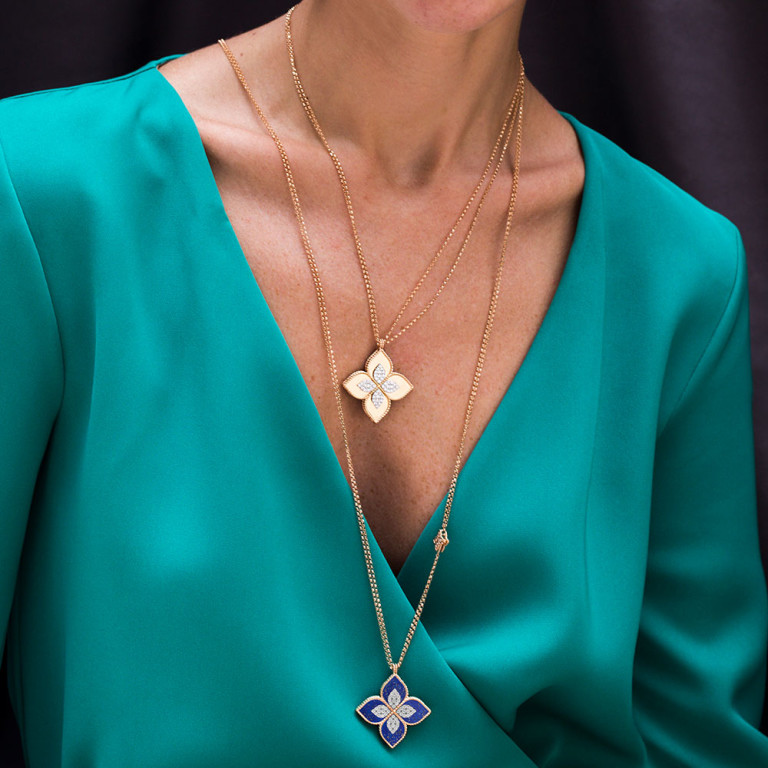 Roberto Coin Princess Flower collier met hanger rosé/wit goud met diamant - ADV888CL1838_854 - #4 Roberto Coin Princess Flower collier met hanger rosé/wit goud met diamant - ADV888CL1838_854 - #4