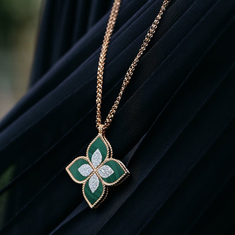 Roberto Coin Princess Flower collier met hanger rosé/wit goud met diamant - undefined - #3