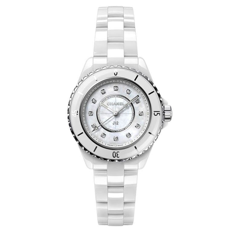 CHANEL J12 White Mother of Pearl & Diamond Indicators 33mm