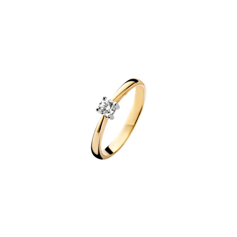 geel/wit goud solitair ring met diamant Schaap en Citroen Diamonds