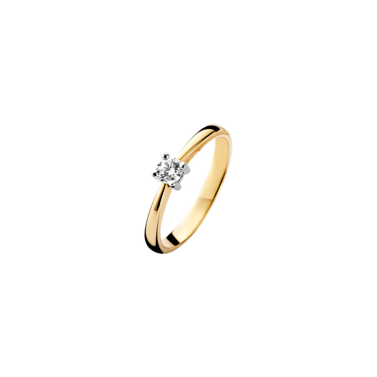 geel/wit goud solitair ring met diamant Schaap en Citroen Diamonds - #2 geel/wit goud solitair ring met diamant Schaap en Citroen Diamonds - #2