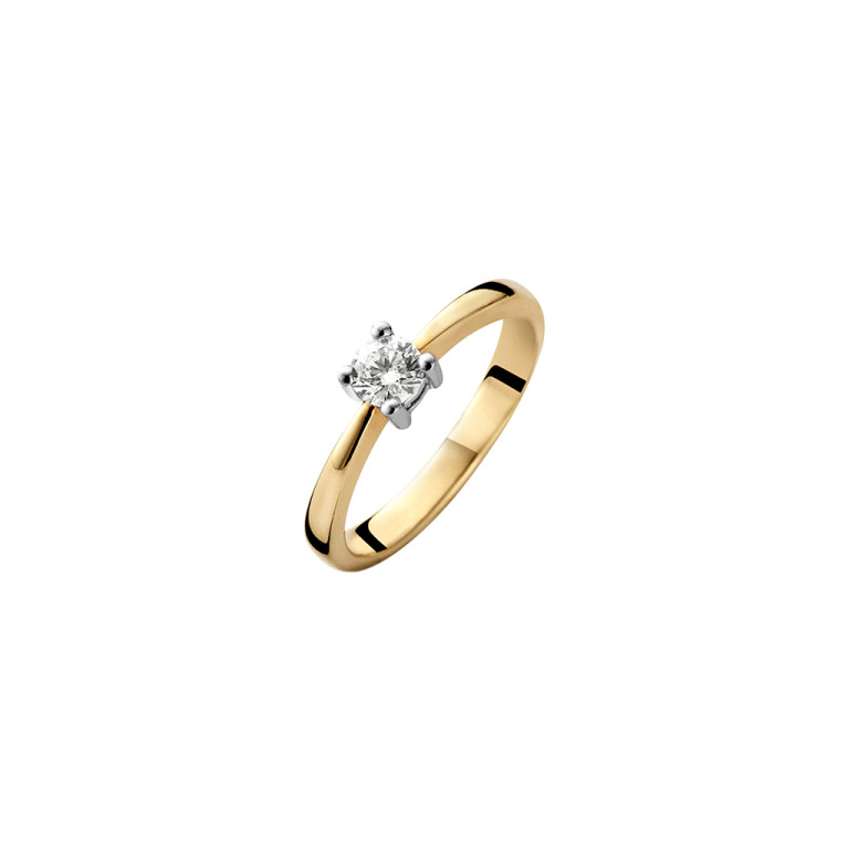 geel/wit goud solitair ring met diamant Schaap en Citroen Diamonds - #2 geel/wit goud solitair ring met diamant Schaap en Citroen Diamonds - #2