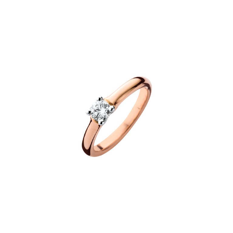 rosé/wit goud solitair ring met diamant Schaap en Citroen Diamonds