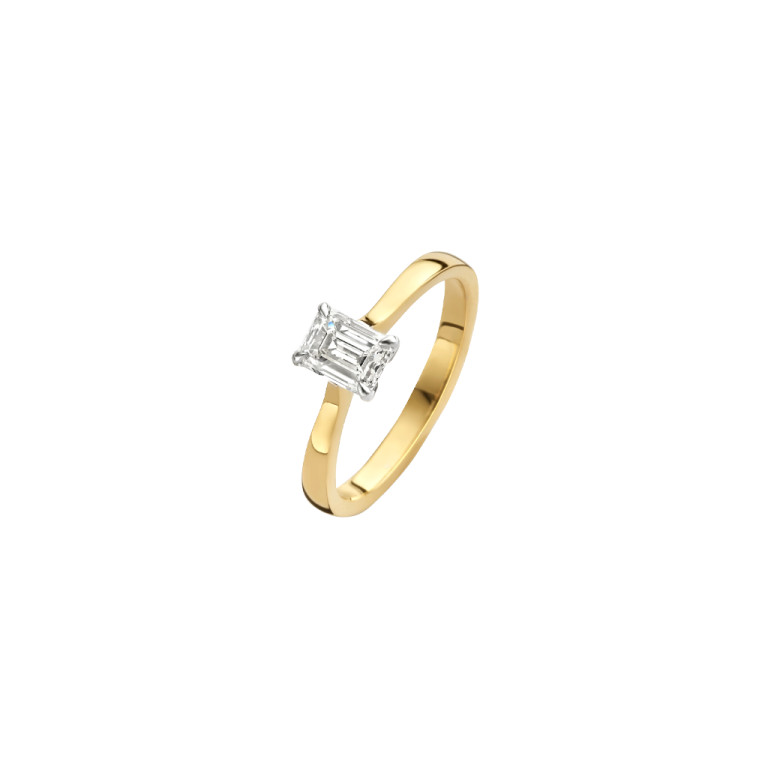 geel/wit goud solitair ring met diamant Schaap en Citroen Diamonds - #2 geel/wit goud solitair ring met diamant Schaap en Citroen Diamonds - #2