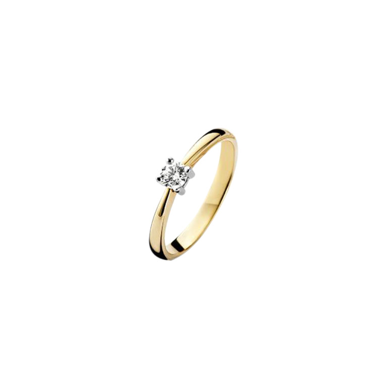 geel/wit goud solitair ring met diamant Schaap en Citroen Diamonds - #2 geel/wit goud solitair ring met diamant Schaap en Citroen Diamonds - #2