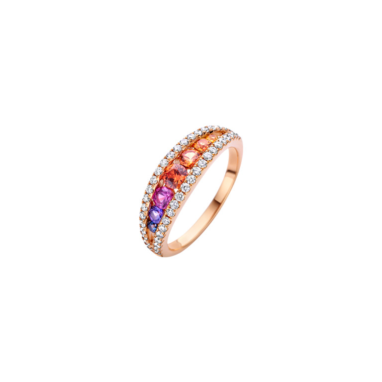 roodgoud ring met diamant Schaap en Citroen Colours Rainbow - #2 roodgoud ring met diamant Schaap en Citroen Colours Rainbow - #2