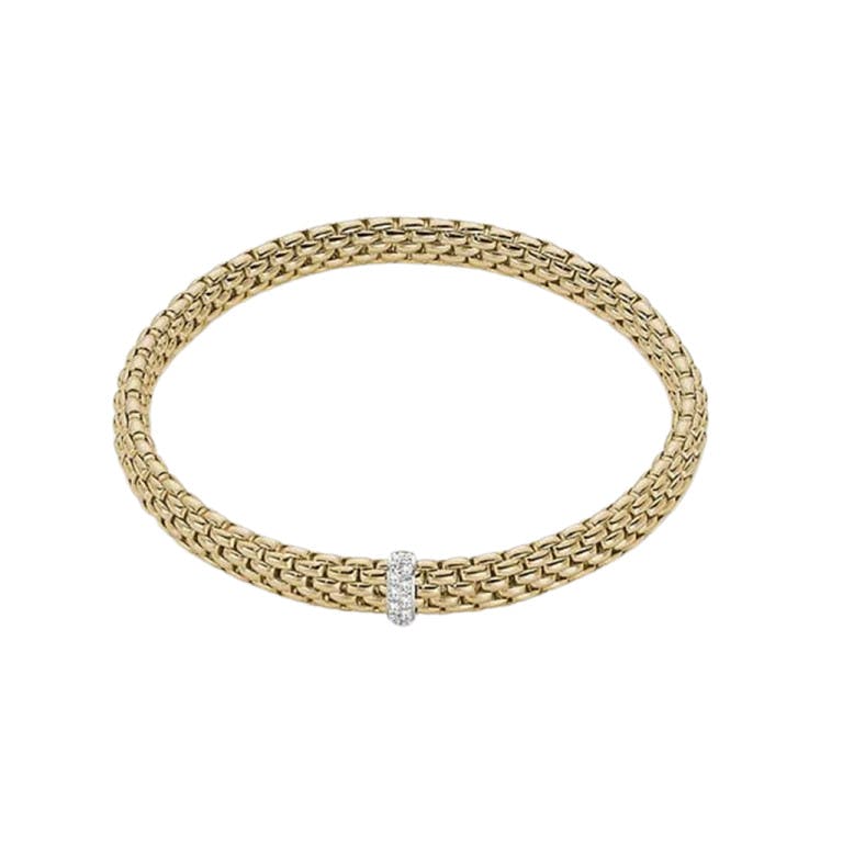Fope Vendome flexibele armband geel/wit goud met diamant