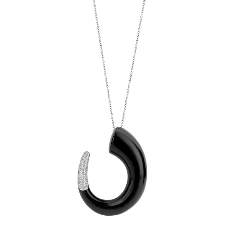 witgoud collier met hanger entourage met diamant SC Highlights Colours - #2 witgoud collier met hanger entourage met diamant SC Highlights Colours - #2