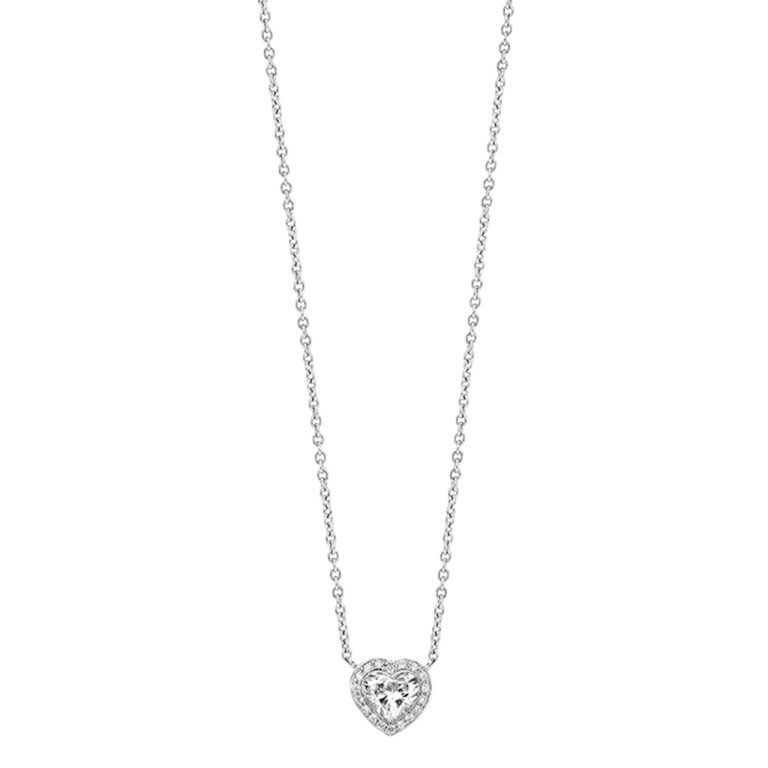 witgoud collier met hanger entourage met diamant SC Highlights Diamonds - #2 witgoud collier met hanger entourage met diamant SC Highlights Diamonds - #2