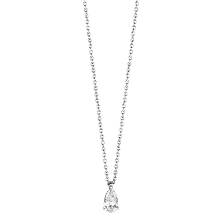 witgoud collier met hanger entourage met diamant SC Highlights Diamonds - #2 witgoud collier met hanger entourage met diamant SC Highlights Diamonds - #2