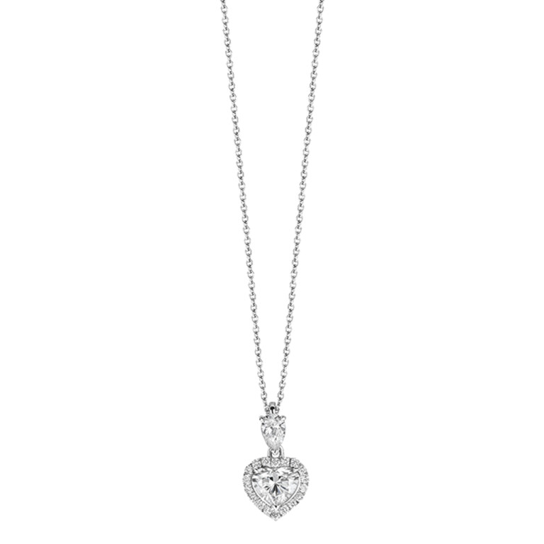 witgoud collier met hanger entourage met diamant SC Highlights Diamonds - #2 witgoud collier met hanger entourage met diamant SC Highlights Diamonds - #2