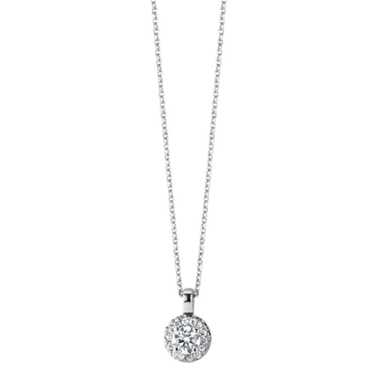 witgoud collier met hanger entourage met diamant Schaap en Citroen Diamonds - #2 witgoud collier met hanger entourage met diamant Schaap en Citroen Diamonds - #2