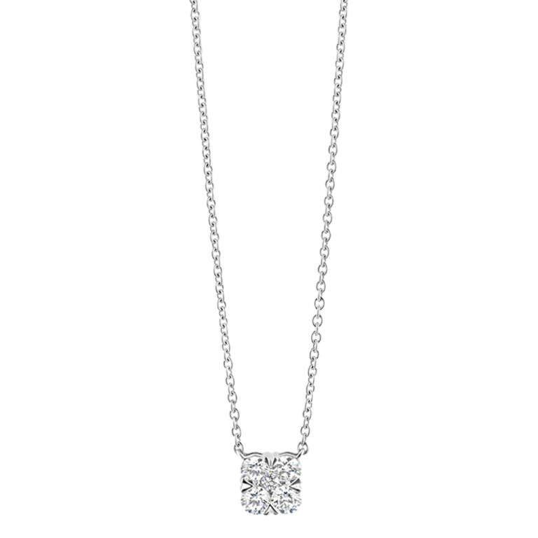 witgoud collier met hanger entourage met diamant Schaap en Citroen Diamonds - #2 witgoud collier met hanger entourage met diamant Schaap en Citroen Diamonds - #2