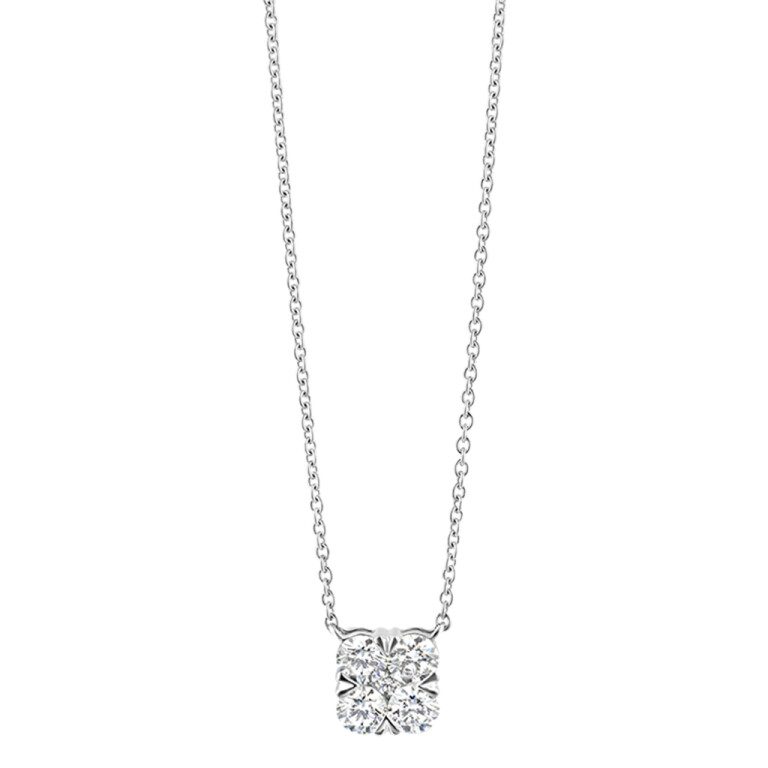 witgoud collier met hanger entourage met diamant Schaap en Citroen Diamonds - #2 witgoud collier met hanger entourage met diamant Schaap en Citroen Diamonds - #2